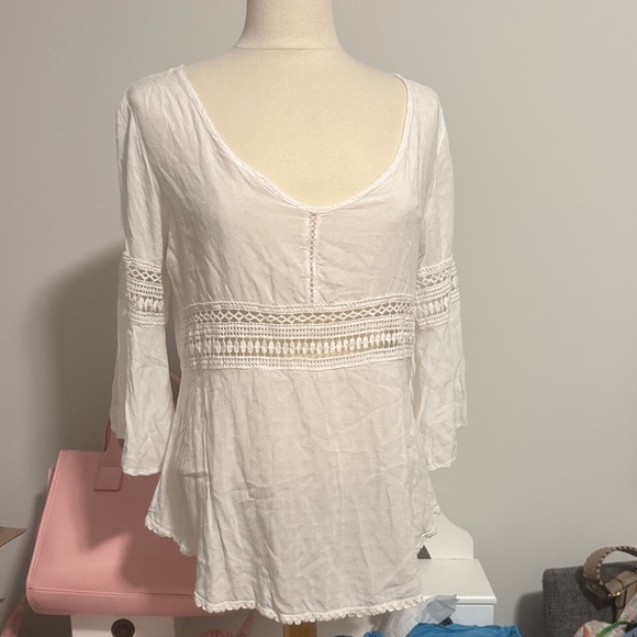 Buffalo David Bitton Cream Textured Blouse - Picture 1 of 4